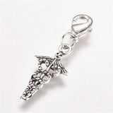 Caduceus Charm with Lobster Claw Clasp Butch's Badges