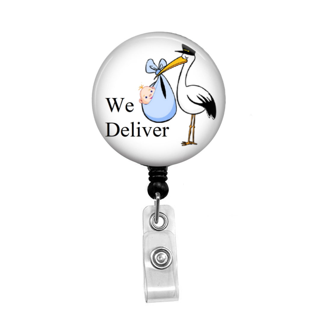 Labor & Delivery, OB Nurse, Stork with Baby - Badge Reel - Lanyards