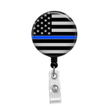 Blue Line Flag - Retractable Badge Holder - Badge Reel - Lanyards - Stethoscope Tag / Style Butch's Badges