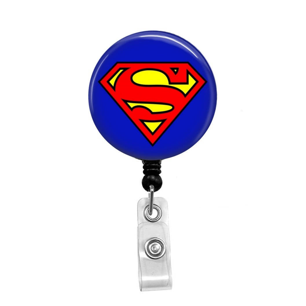 Superman with Blue Background - Retractable Badge Holder