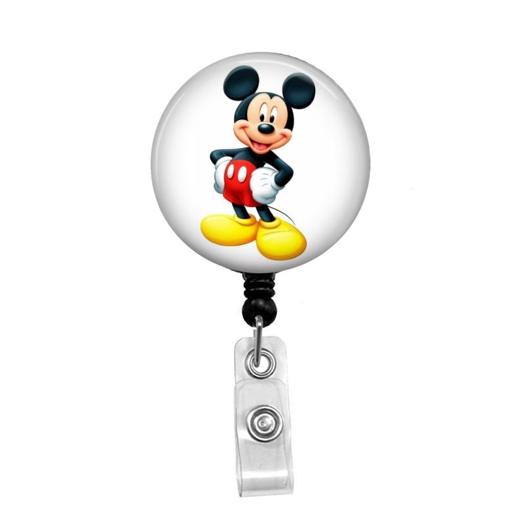 Retractable Badge ID Holder Disney Mickey Mouse and Minnie Mouse Belt Clip  or Alligator Swivel Clip 