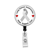 Lung Cancer Awareness - Retractable Badge Holder - Badge Reel - Lanyards - Stethoscope Tag / Style Butch's Badges