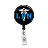 Blue LPN Nursing - Retractable Badge Holder - Badge Reel - Lanyards - Stethoscope Tag / Style Butch's Badges