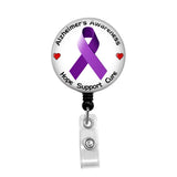 Alzheimer's Awareness - Retractable Badge Holder - Badge Reel - Lanyards - Stethoscope Tag / Style Butch's Badges