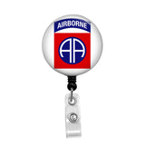 82nd Airborne Division, USA - Retractable Badge Holder - Badge Reel - Lanyards - Stethoscope Tag / Style Butch's Badges