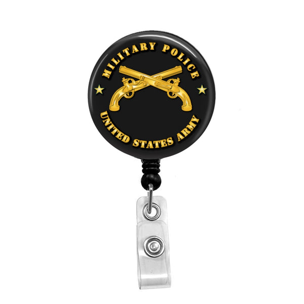 Military Police, USA - Retractable Badge Holder - Badge Reel - Lanyards - Stethoscope Tag / Style Butch's Badges