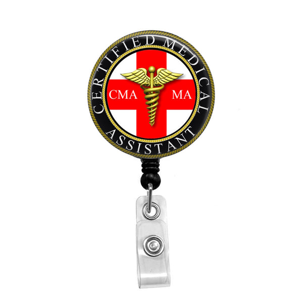 Certified Medical Assistant 3, CMA - Retractable Badge Holder - Badge Reel - Lanyards - Stethoscope Tag / Style Butch's Badges