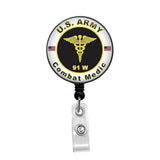 Combat Medic, USA - Retractable Badge Holder - Badge Reel - Lanyards - Stethoscope Tag / Style Butch's Badges