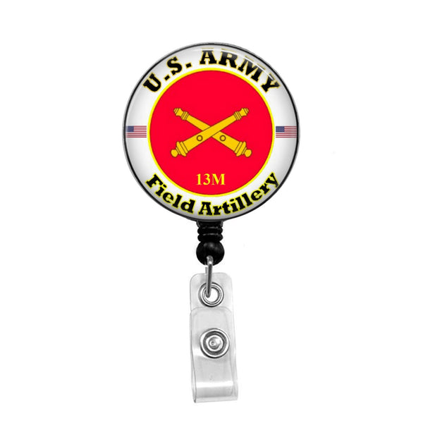 Field Artillery, USA - Retractable Badge Holder - Badge Reel - Lanyards - Stethoscope Tag / Style Butch's Badges