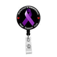 Alzheimer's Awareness - Retractable Badge Holder - Badge Reel - Lanyards - Stethoscope Tag / Style Butch's Badges