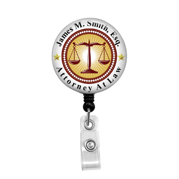 Attorney, Personalized - Retractable Badge Holder - Badge Reel - Lanyards - Stethoscope Tag / Style Butch's Badges