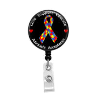 Autism Awareness - Retractable Badge Holder - Badge Reel - Lanyards - Stethoscope Tag / Style Butch's Badges