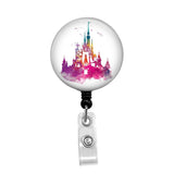 Cinderella's Castle Watercolor - Retractable Badge Holder - Badge Reel - Lanyards - Stethoscope Tag / Style Butch's Badges