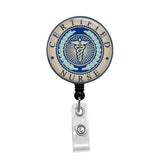 Certified Nurse with Caduceus - Retractable Badge Holder - Badge Reel - Lanyards - Stethoscope Tag / Style Butch's Badges