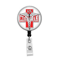 Military Corpsman - Retractable Badge Holder - Badge Reel - Lanyards - Stethoscope Tag / Style Butch's Badges