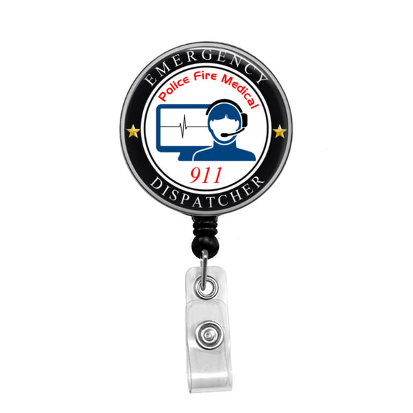 Emergency Dispatcher - Retractable Badge Holder - Badge Reel