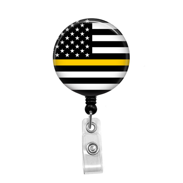 Gold Line Flag - Emergency Dispatcher - Retractable Badge Holder - Badge Reel - Lanyards - Stethoscope Tag / Style Butch's Badges