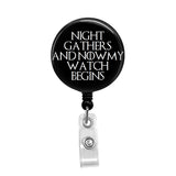Night Gathers, Night Shift - Retractable Badge Holder - Badge Reel - Lanyards - Stethoscope Tag / Style Butch's Badges