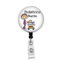Pediatric Nurse with Baby - Retractable Badge Holder - Badge Reel - Lanyards - Stethoscope Tag / Style Butch's Badges