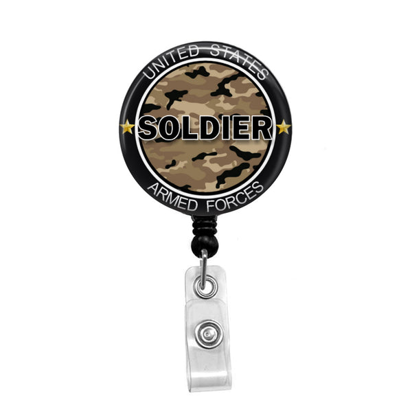 Army Soldier, USA - Retractable Badge Holder - Badge Reel - Lanyards -  Stethoscope Tag / Style