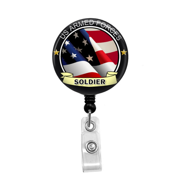 Army Soldier, USA - Retractable Badge Holder - Badge Reel - Lanyards -  Stethoscope Tag / Style