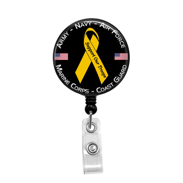 Support Our Troops - Retractable Badge Holder - Badge Reel - Lanyards - Stethoscope Tag / Style Butch's Badges