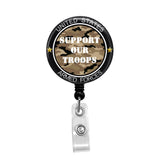 Support Our Troops Camo - Retractable Badge Holder - Badge Reel - Lanyards - Stethoscope Tag / Style Butch's Badges