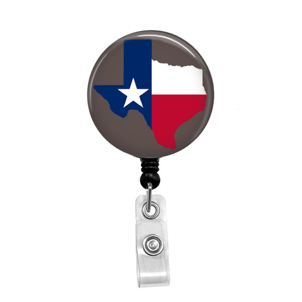 Texas State & Flag - Retractable Badge Holder - Badge Reel - Lanyards - Stethoscope Tag / Style Butch's Badges