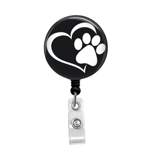 Heart with Paw, Animal Rescue - Retractable Badge Holder - Badge Reel - Lanyards - Stethoscope Tag / Style Butch's Badges