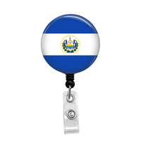 Flag of El Salvador - Retractable Badge Holder - Badge Reel - Lanyards - Stethoscope Tag / Style Butch's Badges