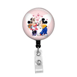 Mickey Mouse Loves Minnie Mouse - Retractable Badge Holder - Badge Reel - Lanyards - Stethoscope Tag / Style Butch's Badges