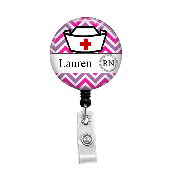 Nurse Hat & Stripes Personalized Badge, Add your name and