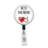 ICU Nurse 2 - Retractable Badge Holder - Badge Reel - Lanyards - Stethoscope Tag / Style Butch's Badges
