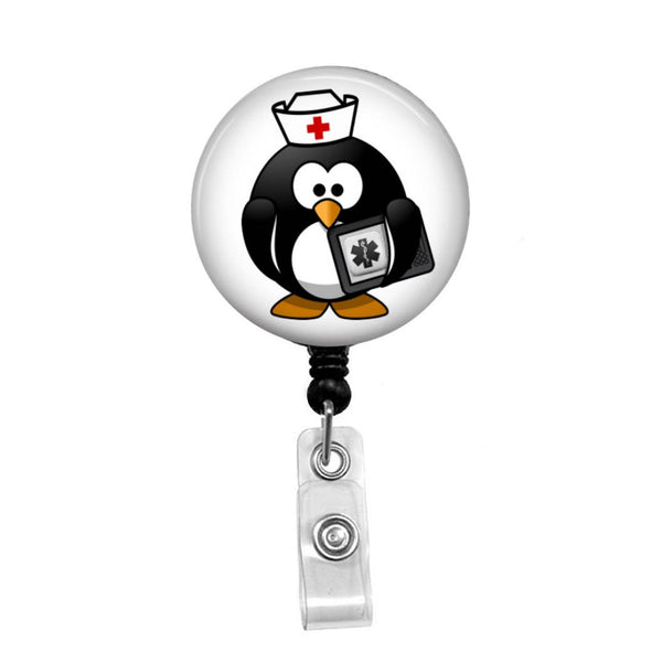 Penguin Nurse - Retractable Badge Holder - Badge Reel - Lanyards - Stethoscope Tag / Style Butch's Badges