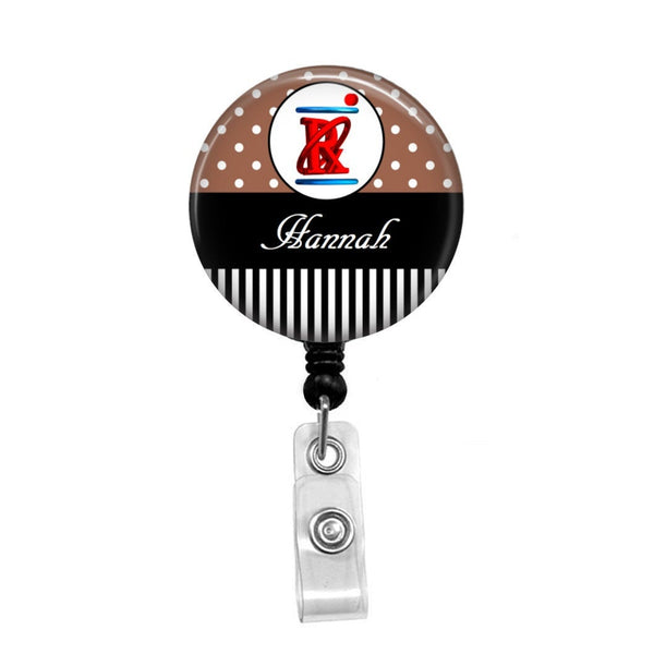 Pharmacy Rx, Personalized ID Badge, Add your Name and Credentials -  Retractable Badge Holder - Badge Reel - Lanyards - Stethoscope Tag / Style