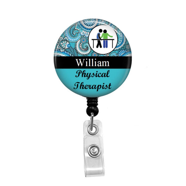 Physical Therapist, Personalized ID Badge - Retractable Badge Holder -  Badge Reel - Lanyards - Stethoscope Tag / Style