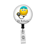 Doctor Smiley Face - Retractable Badge Holder - Badge Reel - Lanyards - Stethoscope Tag / Style Butch's Badges
