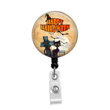 Happy Halloween Cat - Retractable Badge Holder - Badge Reel - Lanyards - Stethoscope Tag / Style Butch's Badges