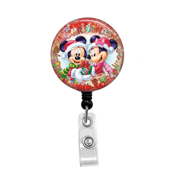 Mickey & Minnie Christmas - Retractable Badge Holder - Badge Reel - Lanyards - Stethoscope Tag / Style Butch's Badges