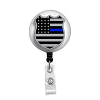 Blue Line Shield - Retractable Badge Holder - Badge Reel - Lanyards - Stethoscope Tag / Style Butch's Badges