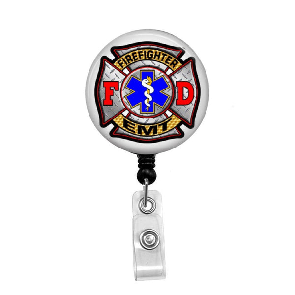 Firefighter EMT - Retractable Badge Holder - Badge Reel - Lanyards