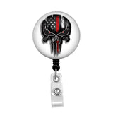 Red Line Flag Punisher - Retractable Badge Holder - Badge Reel - Lanyards - Stethoscope Tag / Style Butch's Badges