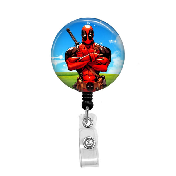 Deadpool Cartoon - Retractable Badge Holder - Badge Reel - Lanyards - Stethoscope Tag / Style Butch's Badges