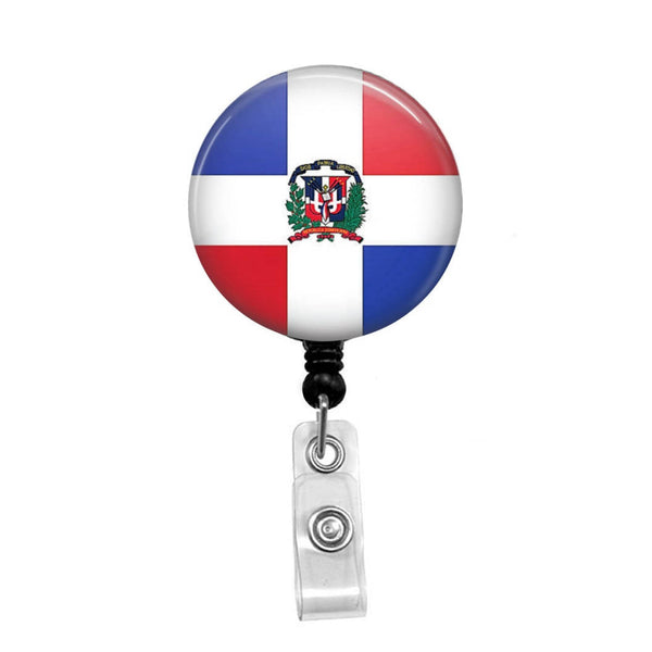 Flag of the Dominican Republic - Retractable Badge Holder - Badge Reel - Lanyards - Stethoscope Tag / Style Butch's Badges