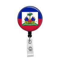 Haitian Flag - Retractable Badge Holder - Badge Reel - Lanyards - Stethoscope Tag / Style Butch's Badges