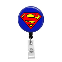 Superman with Blue Background - Retractable Badge Holder - Badge Reel - Lanyards - Stethoscope Tag / Style Butch's Badges