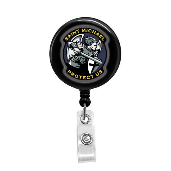 Saint Michael, Police Support - Retractable Badge Holder - Badge Reel -  Lanyards - Stethoscope Tag – Butch's Badges