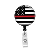 Red Line Flag - Retractable Badge Holder - Badge Reel - Lanyards - Stethoscope Tag / Style Butch's Badges