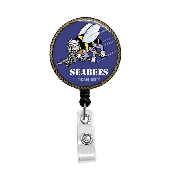 SEABEES - Retractable Badge Holder - Badge Reel - Lanyards - Stethoscope Tag / Style Butch's Badges