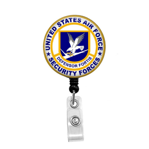 US Air Force Security Forces - Retractable Badge Holder - Badge Reel - Lanyards - Stethoscope Tag / Style Butch's Badges
